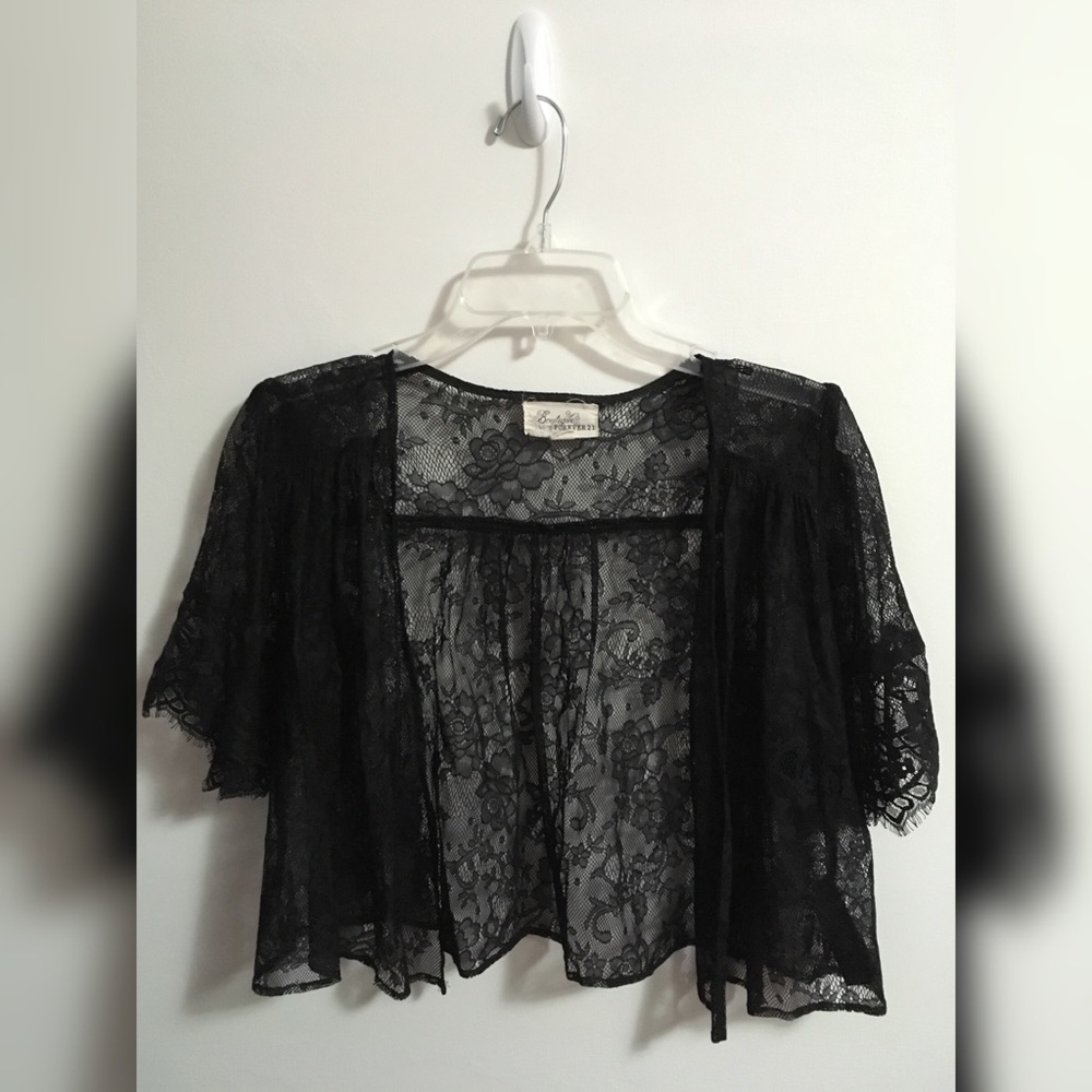 Black Lace Forever 21 Crop Cardigan